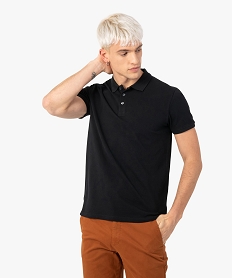 polo homme a manches courtes en maille piquee noirG230601_1