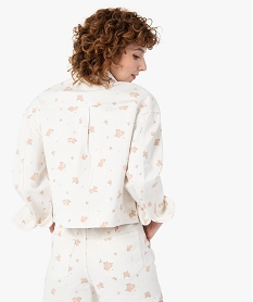 veste femme en jean courte a motifs fleuris blancG230701_3
