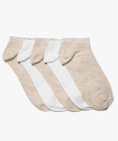 GEMO Chaussettes femme courtes à côtes finition pailletée (lot de 5) beige standard