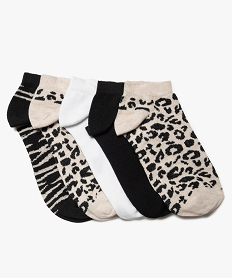 chaussettes femme ultra courtes avec motifs tachetes (lot de 5) blanc chine chaussettesG231801_1