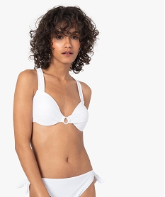 GEMO Haut de maillot de bain femme forme corbeille à armatures Blanc