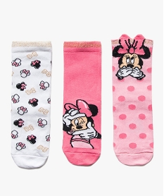 chaussettes enfant tige haute imprimees minnie - disney (lot de 3) roseG233601_1