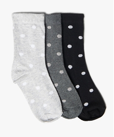 chaussettes fille tige ultra-courte a pois (lot de 3) noirG233701_1