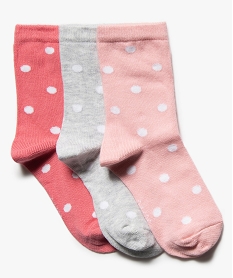 chaussettes hautes a pois fille (lot de 3) rose standard chaussettesG233801_1