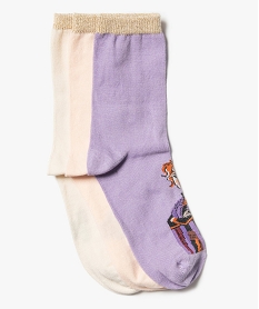 GEMO Chaussettes fille tige haute imprimées - La Reine des Neiges (lot de 3) Violet