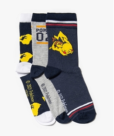 GEMO Chaussettes garçon à motifs (lot de 3) – Pokemon Bleu