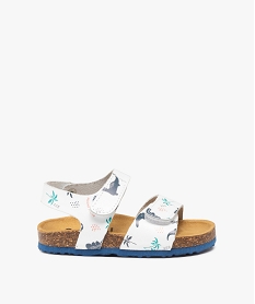 GEMO Sandales bébé garçon en cuir imprimé fermeture scratch blanc standard