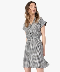 GEMO Robe femme imprimée à manches courtes et col chemise Imprimé