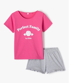 GEMO Pyjashort fille imprimé aux couleurs dépareillées Rose