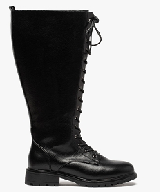 bottes femme unies a lacets et semelle crantee coupe speciale pied large noirG237501_1