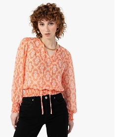 GEMO Blouse femme imprimée à manches longues Imprimé