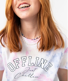 GEMO Tee-shirt fille large et court tie-and-dye Multicolore