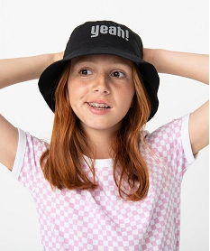 GEMO Tee-shirt fille imprimé damier avec détails contrastants Violet