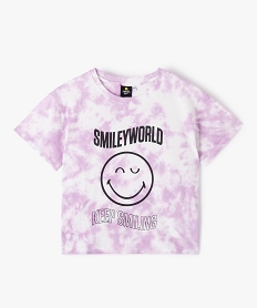 GEMO Tee-shirt fille large tie-and-dye imprimé - Smiley World Multicolore