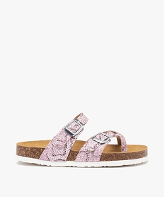 GEMO Mules fille à talon plat et brides ajustables pailletées rose standard