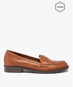 GEMO Mocassins femme à talon plat et dessus cuir uni - Tanéo marron standard