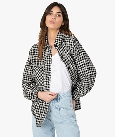 veste femme a motif pied de poule imprimeG245401_1