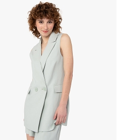 blazer femme long sans manches vert vestesG247701_1