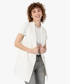 GEMO Blazer femme long sans manches Beige