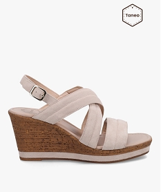 GEMO Sandales femme unies en cuir suédé matelassé - Tanéo Rose