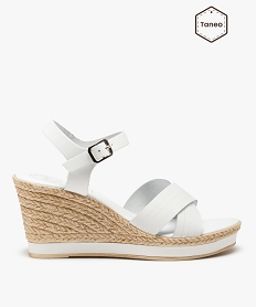 GEMO Sandales femme à talon brides en cuir unies - Taneo blanc standard