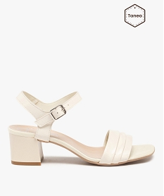 GEMO Sandales femme à talon dessus plissé en cuir – Taneo blanc standard