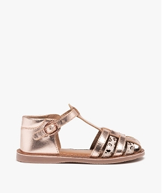 GEMO Sandales fille à brides multiples en cuir et bout fermé dore