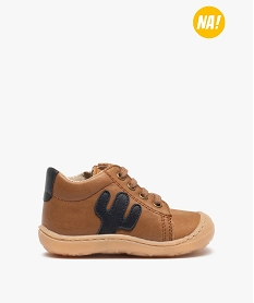 GEMO Bottillons premiers pas bébé garçon zippés en cuir – NA! Brun