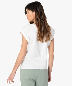 tee-shirt femme a manches courtes avec motif beigeG254201_4