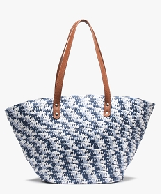 sac de plage femme en paille tressee bleu cabas - grand volumeG256701_1