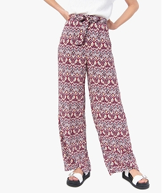 GEMO Pantalon femme imprimé en maille fluide Imprimé