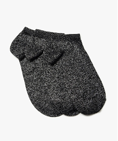 GEMO Chaussettes femme ultra-courtes pailletées (lot de 3 paires) Noir