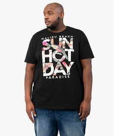 GEMO Tee-shirt homme avec motif exotique noir standard