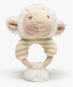 hochet mouton avec anneau en bois - keel toys beigeG261101_1