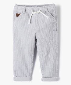 GEMO Pantalon bébé garçon en velours texturé entièrement doublé Gris