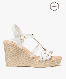 GEMO Sandales femme à talon dessus cuir style marin - Tanéo blanc standard