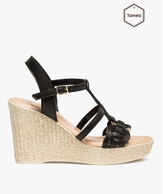 GEMO Sandales femme à talon dessus cuir style marin - Tanéo noir standard