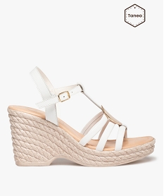 GEMO Sandales femme dessus cuir et bijou métallique - Tanéo blanc standard