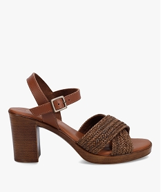 GEMO Sandales femme à talon haut et brides tressées marron standard