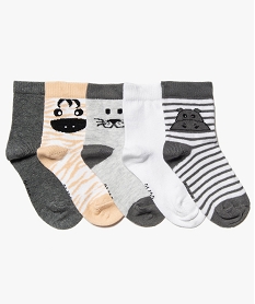 GEMO Chaussettes bébé avec motifs animaliers (lot de 5) Gris