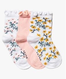 GEMO Chaussettes bébé fille à motifs fleuris (lot de 3) Rose