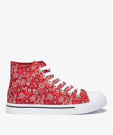 baskets femme montantes en toile imprimee rouge baskets et tennisG266701_1