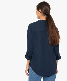 chemise femme unie en lin et viscose bleuG267101_3