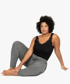 GEMO Pantalon de pyjama femme grande taille resserré dans le bas Gris