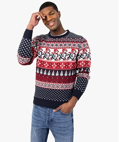 GEMO Pull de Noël homme multicolore Bleu