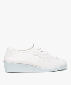 derbies femme confort unies en toile brodee blanc derbiesG269001_1