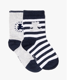 GEMO Chaussettes bébé tige haute rayées - LuluCastagnette (lot de 2) gris standard