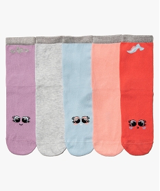 chaussettes fille avec haut de la tige pailletee (lot de 5) violetG270001_1