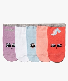 GEMO Chaussettes fille ultra courtes avec tige pailletée (lot de 5) Violet