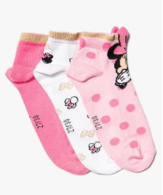 chaussettes fille tige ultra-courte imprimees minnie - disney (lot de 3) rose chaussettesG270301_1